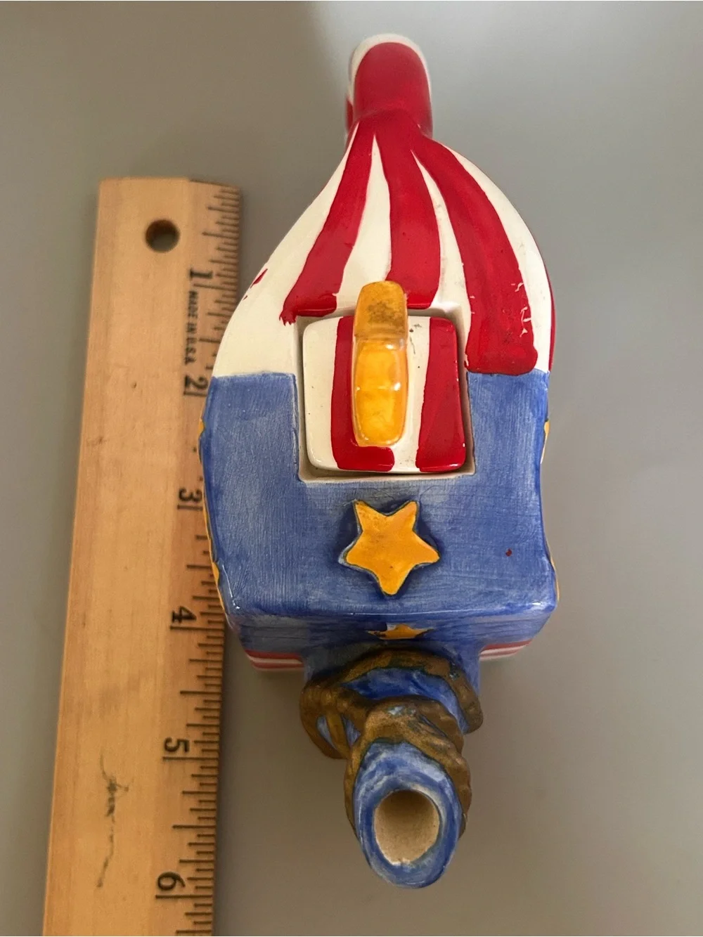 Patriotic Mini Teapot Oneida Ceramic Stars Stripes‎ USA July 4th READ